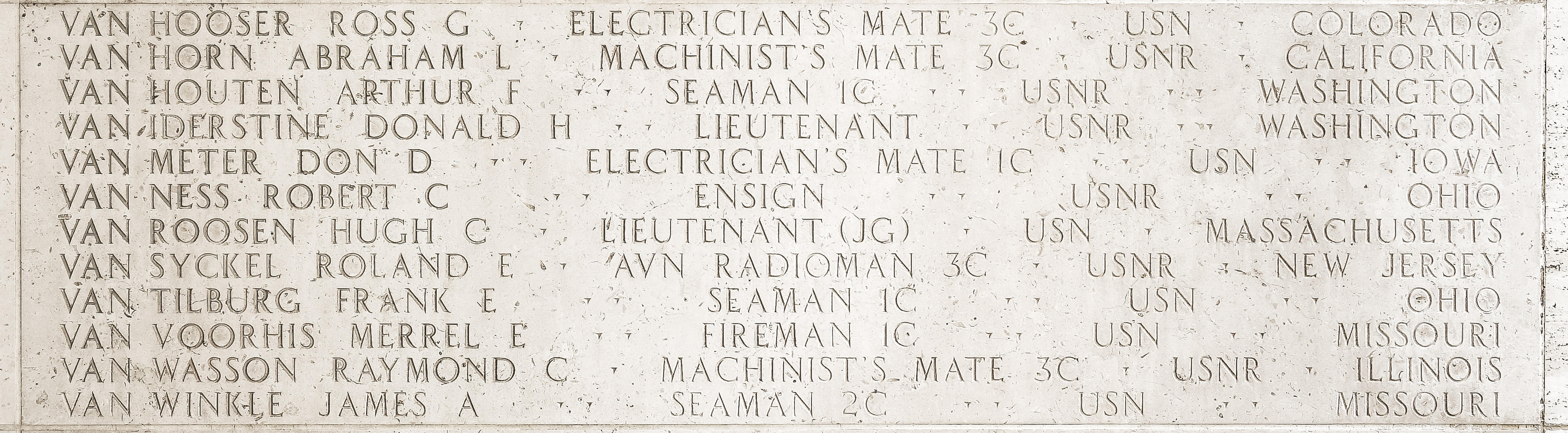 Roland E. Van Syckel, Aviation Radioman Third Class